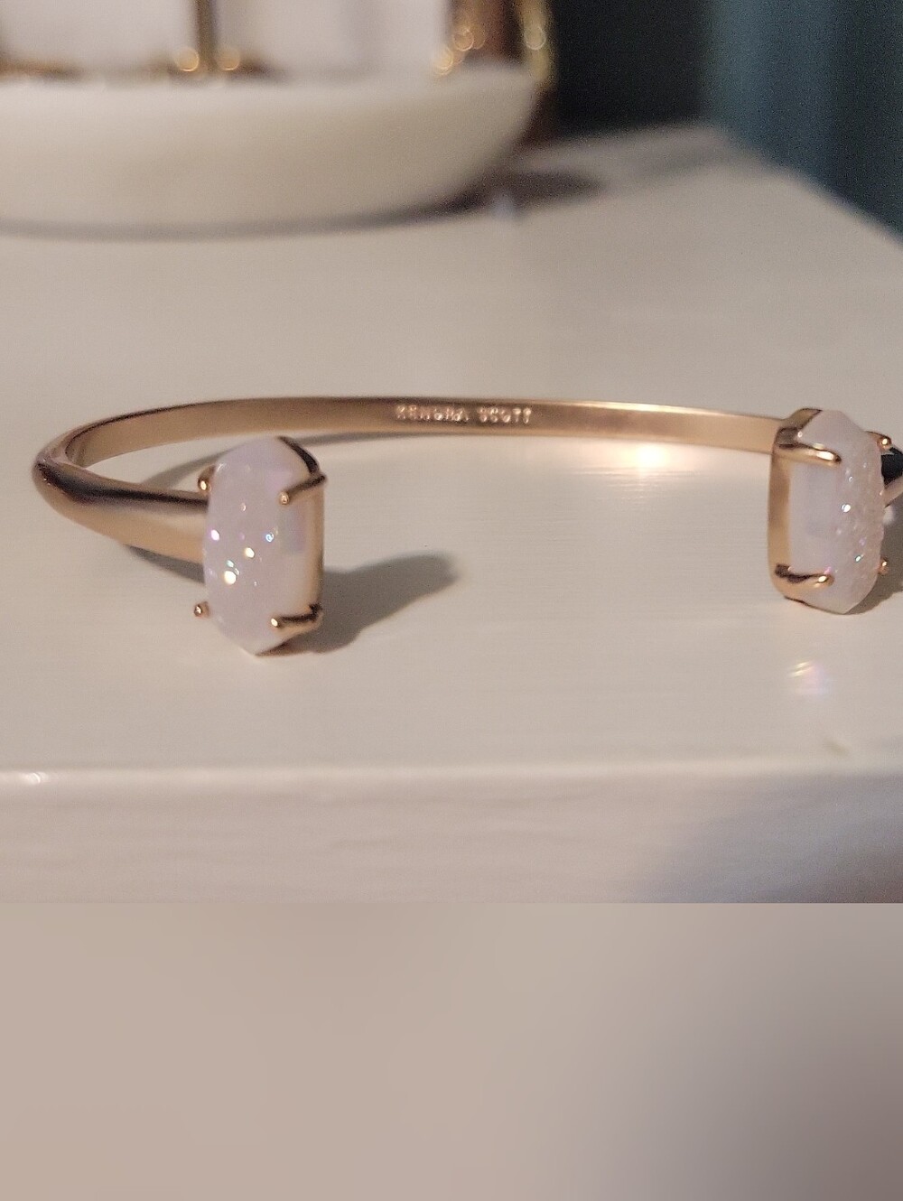 Kendra Scott Rose Gold White Opal Cuff Bracelet - Women Jewelry